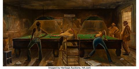 Ernie Barnes (American, 1938-2009) Easy Shots