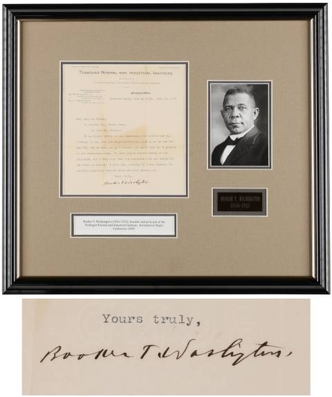 Booker T. Washington Signed Letter Display (1899)