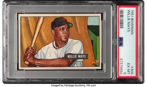 1951 Bowman Willie Mays Rookie #305 (PSA EX-MT 6)