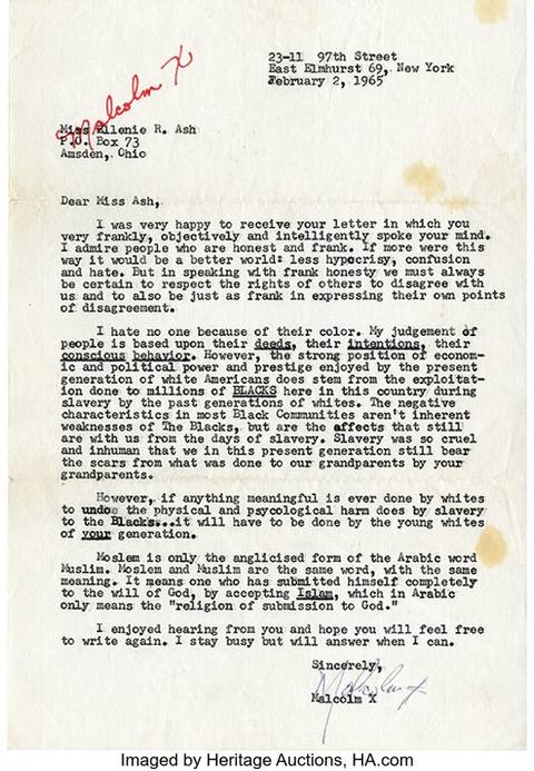 Malcolm X Typed Letter Signed ("Malcolm X"), February 2, 1965